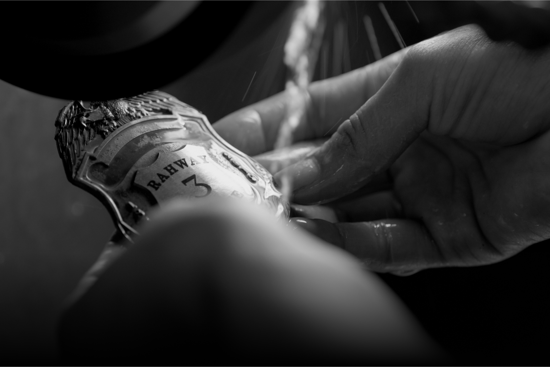 Badge being polished