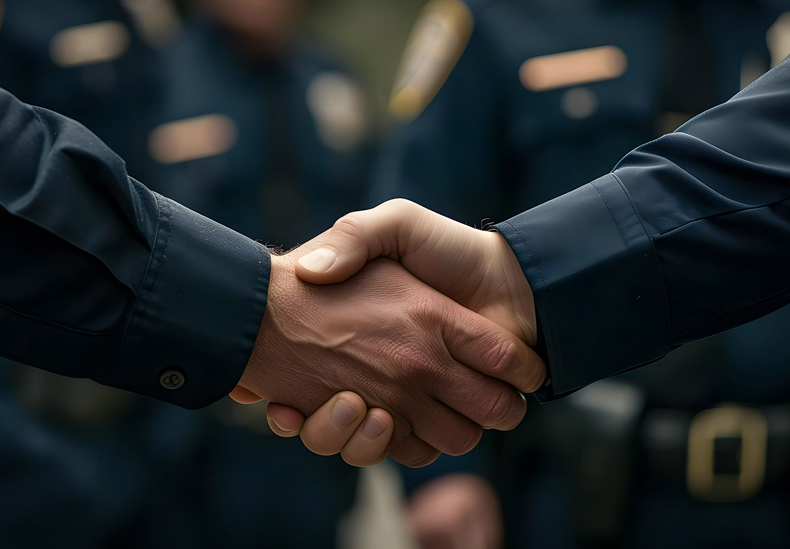 Handshake between two police officers